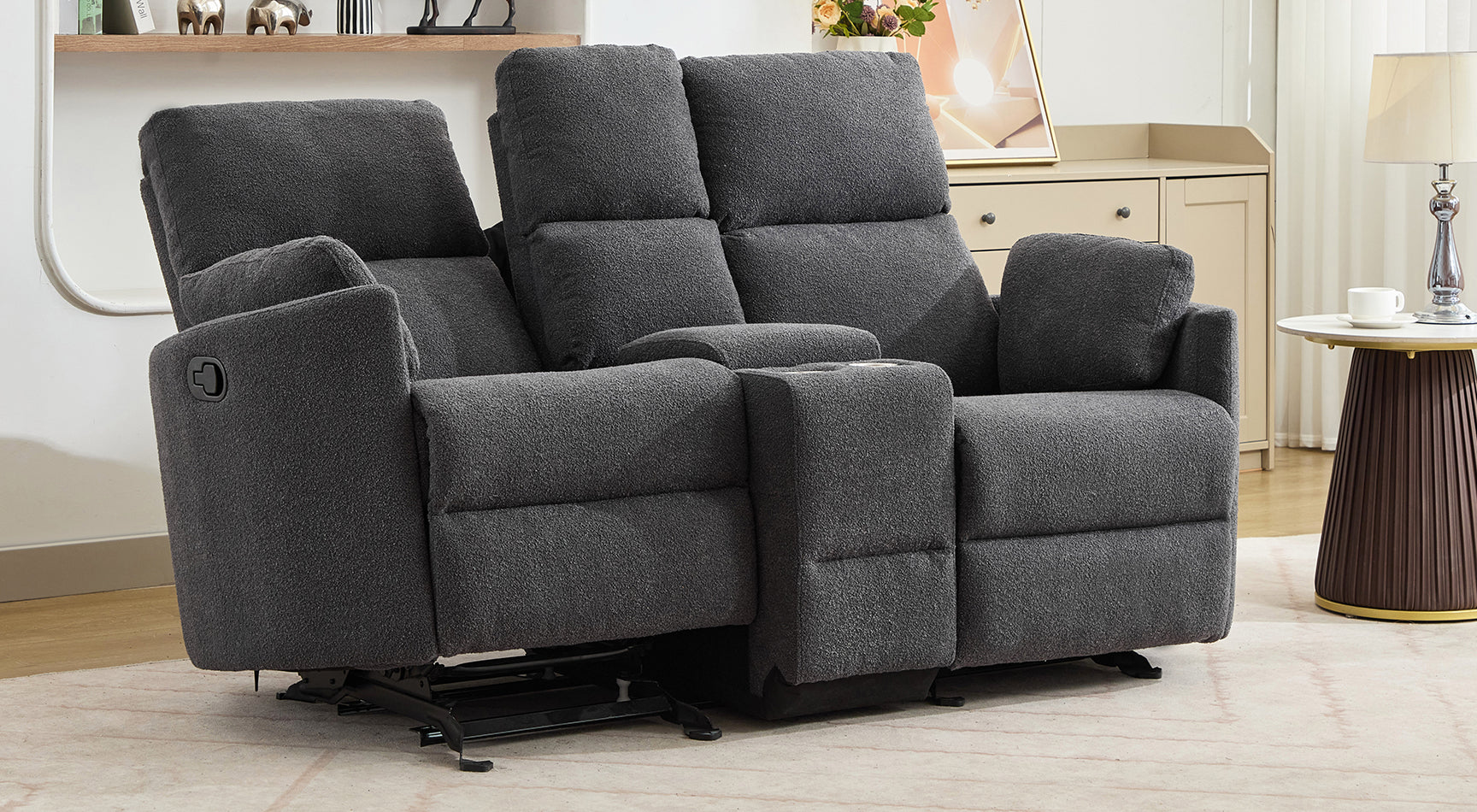 Odell 2 Seat Glider/Rocker Reclining Sofa with Centre Console