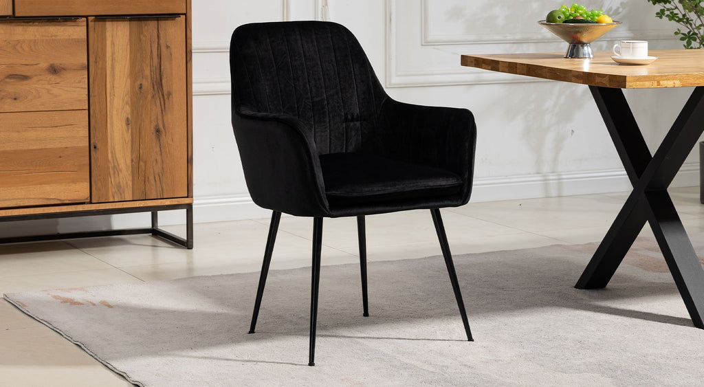 Carrara Velvet Pair Of Dining Chairs