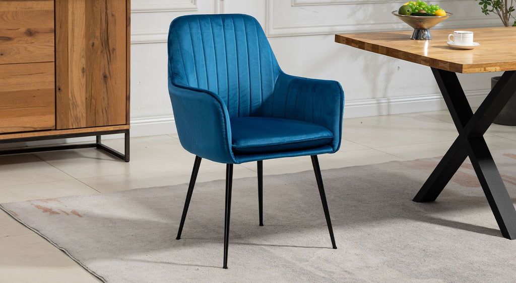 Carrara Velvet Pair Of Dining Chairs