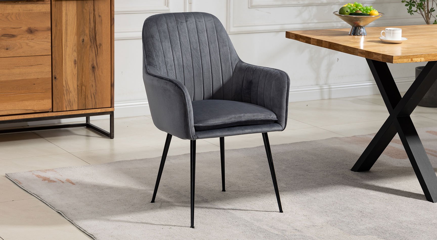 Carrara Velvet Pair Of Dining Chairs