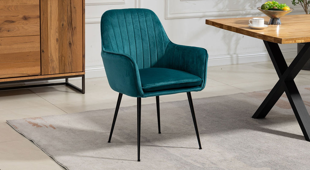 Carrara Velvet Pair Of Dining Chairs