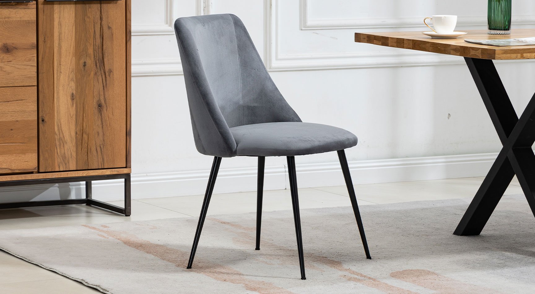 Morandi Velvet Pair Of Dining Chairs