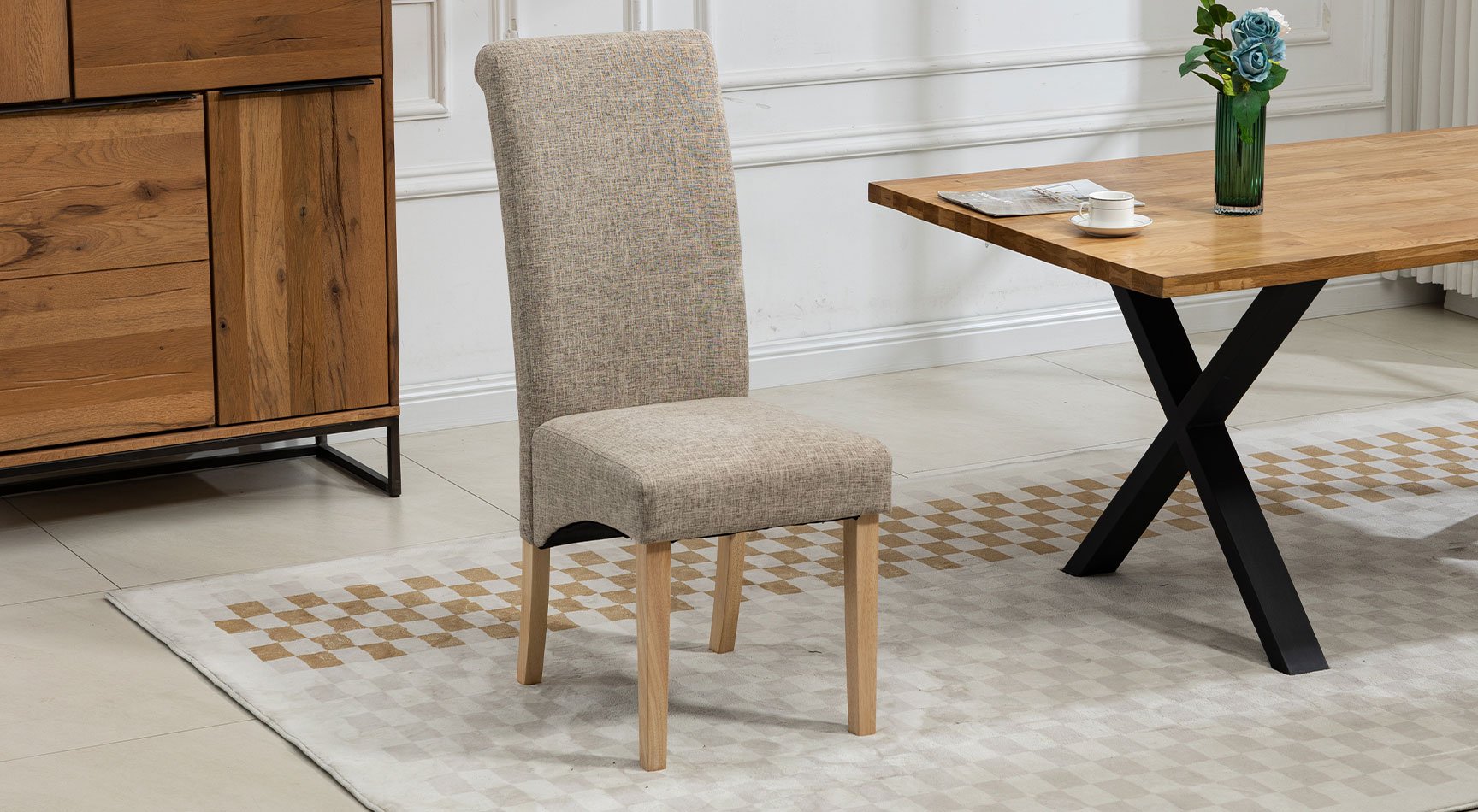 Rimini Fabric Pair Of Dining Chairs