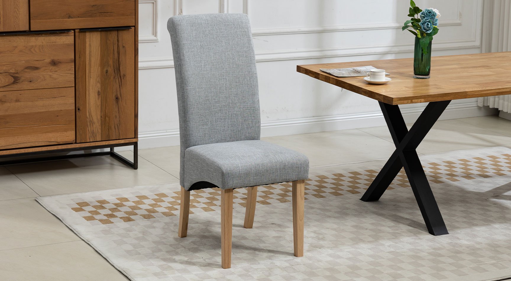 Rimini Fabric Pair Of Dining Chairs