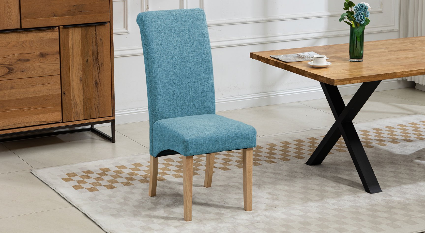 Rimini Fabric Pair Of Dining Chairs